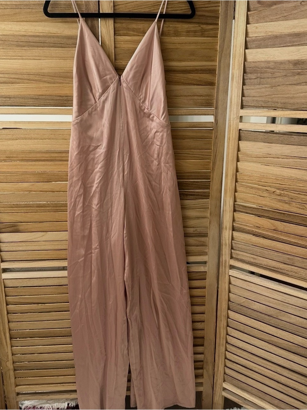 RIVET UTILITY Foxy open-back silk jumpsuit in Blush size XS